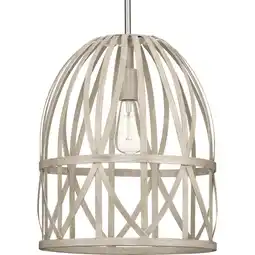 Walmart Chastain Collection One-Light Bleached Oak Basket Farmhouse Pendant Light offer