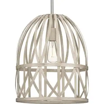 Walmart Chastain Collection One-Light Bleached Oak Basket Farmhouse Pendant Light offer