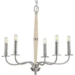 Walmart Durrell Collection Five-Light Brushed Nickel Coastal Chandelier Light offer