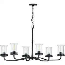 Walmart Winslett Collection Six-Light Matte Black Clear Seeded Glass Coastal Chandelier Light offer