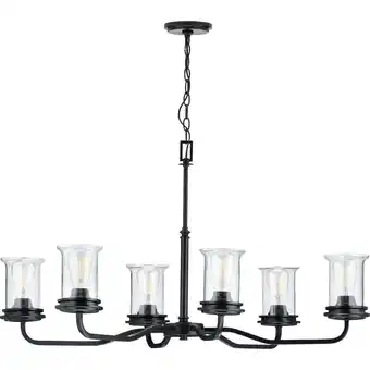 Walmart Winslett Collection Six-Light Matte Black Clear Seeded Glass Coastal Chandelier Light offer