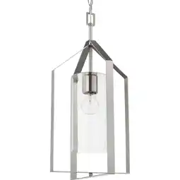 Walmart Vertex Collection One-Light Brushed Nickel Clear Glass Contemporary Foyer Light offer