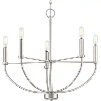 Walmart Leyden Collection Five-Light Brushed Nickel Farmhouse Style Chandelier offer