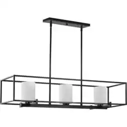 Walmart Chadwick Collection Three-Light Matte Black Etched Opal Glass Modern Linear Chandelier Light offer