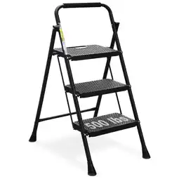 Walmart HBTower Anti-Slip 3 Step Folding Ladder with Pedal and Convenient Handgrip, 20.1 x 44.5 in, Black offer