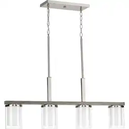 Walmart Progress Lighting - Four Light Linear Chandelier - Island/Linear - Mast offer