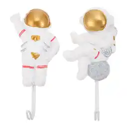 Walmart NUOLUX 2 Pcs Wall-mounted Sticky Hooks Astronaut Shape Hooks Adhesive Hook Coat Hangers offer