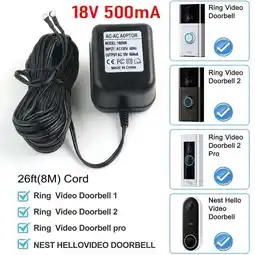 Walmart Video Ring Doorbell Power Supply Adapter 18V/24V Battery Charger Cord 1/2/2 Pro offer