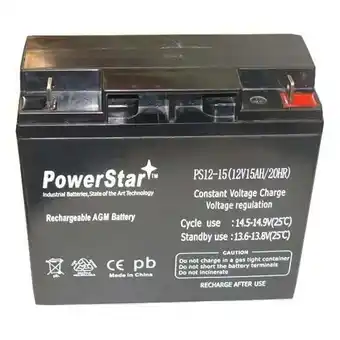 Walmart PowerStar AGM Battery 12V Automotive Battery Group Size PS12-15, Top Post for Car offer