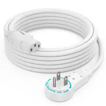 Walmart Maximm 10 ft. 16/3 Power Cord 360 Rotating Plug NEMA 5-15P to IEC13, 10A - UL Certified, White offer