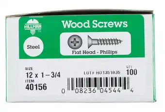 Walmart Hillman 40156 12 x 1.75 in. Flat Head Phillips Wood Screw offer