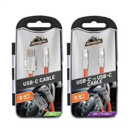 Walmart Armor All 2 Pack 6ft Rugged USB-C to USB-C + USB-A to USB-C Cable, Tangle-Free with Storage Case offer