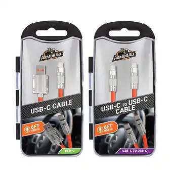 Walmart Armor All 2 Pack 6ft Rugged USB-C to USB-C + USB-A to USB-C Cable, Tangle-Free with Storage Case offer