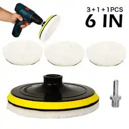 Walmart 5PCS 6 Buffing Polishing Pads Wool Wheel Mop Kit For Car Polisher Drill Adatper offer