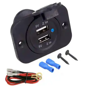 Walmart XUKEY Car Charger Dual USB 2 Port 12-24V Phone Power Socket Outlet Panel Adapter RV offer