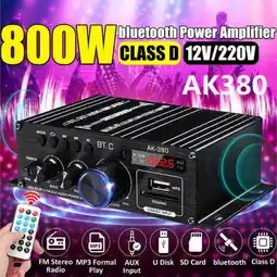 Walmart 800W 2 Channel bluetooth Mini HIFI Power Amplifier Audio Stereo Amp Home Car FM offer