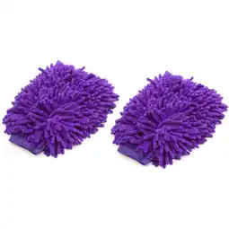 Walmart Unique Bargains 2Pcs Purple Dual Sided Microfiber Chenille Mitt Car Washing Cleaning Glove offer