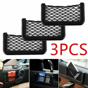 Walmart 3PCS Universal Car Seat Side Back Storage Net Bag Phone Holder Pocket Organizer offer