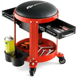 Walmart Goplus Workshop Creeper Seat Rolling Mechanic Stool with2 Drawers 330 LBS Weight Capacity offer