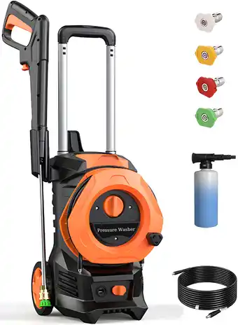 Walmart Vebreda 3300PSI Electric Pressure Washer with 4 Quick Connect Nozzlese 2.0GPM 1800W, Orange offer