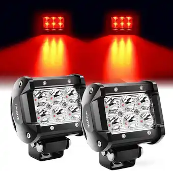 Walmart Nilight 4 Red LED Fog Light, 18W, fits UTV/Van/Boat, 12V, 2 Pieces,1 lb offer