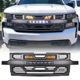 Walmart AMERICAN MODIFIED Grille w/LEDs for 19-21 Chevy Silverado 1500, Matte Black offer