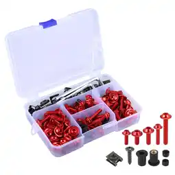 Walmart 137pcs Motorcycle Fairing Bolt Screws Fasteners Mounting Washers Nuts Screws Clips Red offer