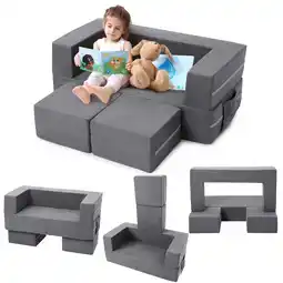 Walmart Garvee 3pcs Kids Play Couch, Modular Kids Sofa For Playroom Bedroom, Convertible Sofa Play Couch offer