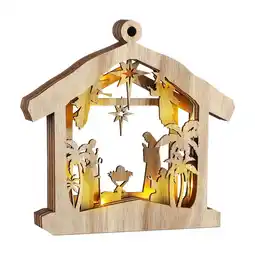 Walmart Kugisaki Easter Wooden Crafts Nativity Led Light Emitting Decorative Carving Home Furnishings Beige offer