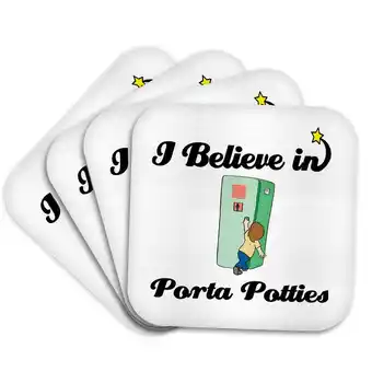 Walmart 3dRose, I Believe In Porta Potties, Set of 4 Coasters - Soft offer