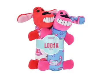 Walmart Multipet Valentines Day Loofa Plush Dog Toys, 2 Pack offer