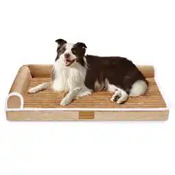 Walmart Exclusivo Mezcla Orthopedic Pet Bed for Large Dogs, 42X28 Waterproof L Shaped Sofa Dog Bed, Brown offer