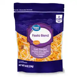 Walmart Great Value Finely Shredded Fiesta Blend Cheese, 8 oz offer