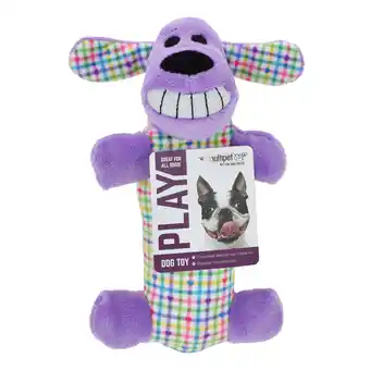 Walmart Multipet Smiling Loofa Plush Dog Toy, 6 inch, Colorful Plaid offer