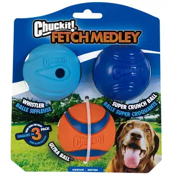 Walmart Chuckit! Fetch Medley Ball Set Rubber Dog Toys, Medium, Pack of 3, Assorted offer