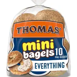 Walmart Thomas' Everything Mini Bagels, 10 count, Pre-sliced Bagels, 15 oz Bag offer