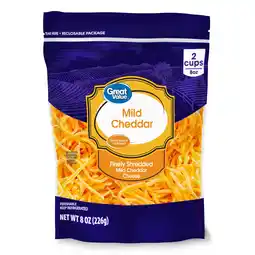 Walmart Great Value Finely Shredded Mild Cheddar Cheese, 8 oz offer