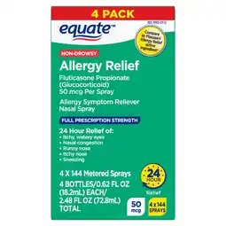 Walmart Equate Non-Drowsy Fluticasone Propionate Allergy Relief Nasal Spray, 50 Mcg, 144 Metered Sprays offer