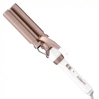 Walmart Conair CD704DGN Double Ceramic Triple Barrel Hair Waver, White and Rose Gold offer