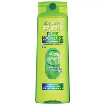 Walmart Garnier Fructis Pure Moisturizing Hydrating Shampoo with Hyaluronic Acid, Dry Hair, 12.5 fl oz offer