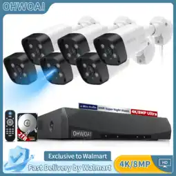 Walmart 《2-Way Audio & 100ft Night Vision》OHWOAI Wired Outdoor 4K Ultra 8.0MP POE Security Camera System offer