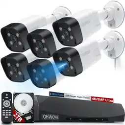 Walmart 《2-Way Audio & 100ft Night Vision》OHWOAI Wired Outdoor 4K Ultra 8.0MP POE Security Camera System offer