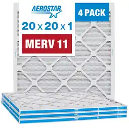 Walmart Aerostar 20x20x1 Air Filters MERV 11, Pleated Air Filter, 20x20x1, Box of 4 offer