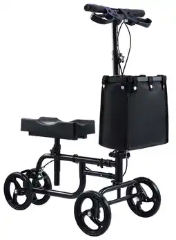 Walmart Foldable Knee Scooter Walker with Adjustable Kneeling Pad & Handlebar Black offer