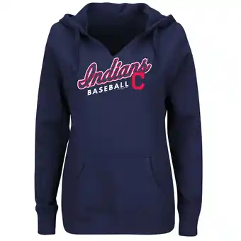 Walmart Women's Majestic Navy Cleveland Indians Fresh & Exciting V-Neck Pullover Hoodie offer