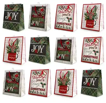 Walmart Christmas Large Holiday Gift Bags with Foil Hot Stamps or Glitter (Pack of 12) offer