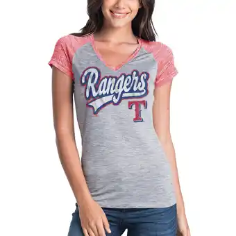 Walmart Women's New Era Gray Texas Rangers Space Dye V-Neck T-Shirt offer