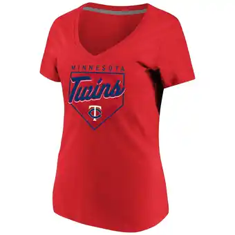 Walmart Women's Majestic Red Minnesota Twins Cling to the Lead V-Neck T-Shirt offer