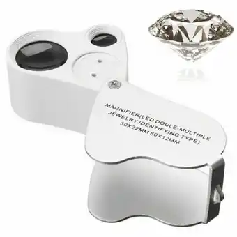 Walmart Paddsun 60X 30X Glass Magnifier Jeweler Eye Jewelry Loupe Loop W/ Led Lights 2 In 1 Usa offer