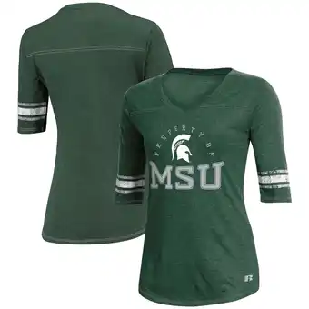 Walmart Women's Russell Heathered Green Michigan State Spartans Half-Sleeve V-Neck Tunic offer